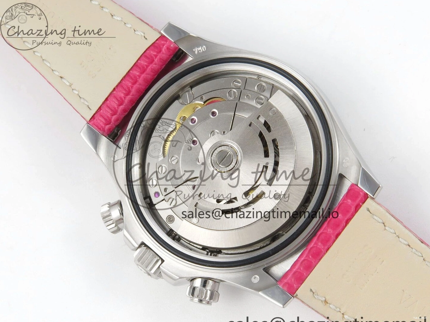 MPF Pink Daytona Bezel Dial Leather on Diamonds Modded 40mm SA4801 Custom Strap Pink 0513